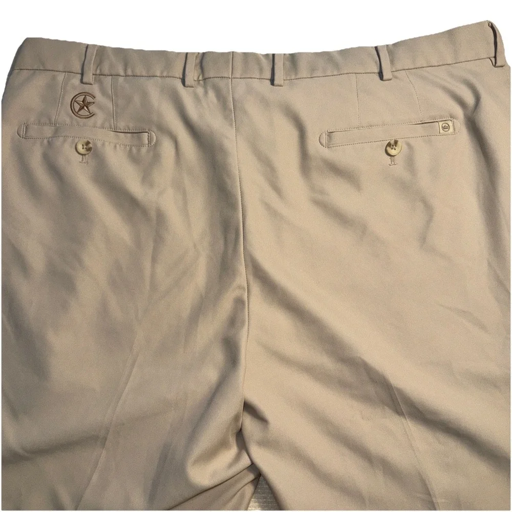 Peter Millar Golf Shorts Mens 40 Khaki Tan‎ Performance Polyester Flat Front